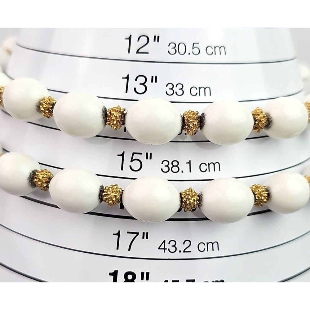 Vintage Crown Trifari Bead Necklace Gold Tone Bead Spacers Two Strand 13 in - Picture 8 of 10